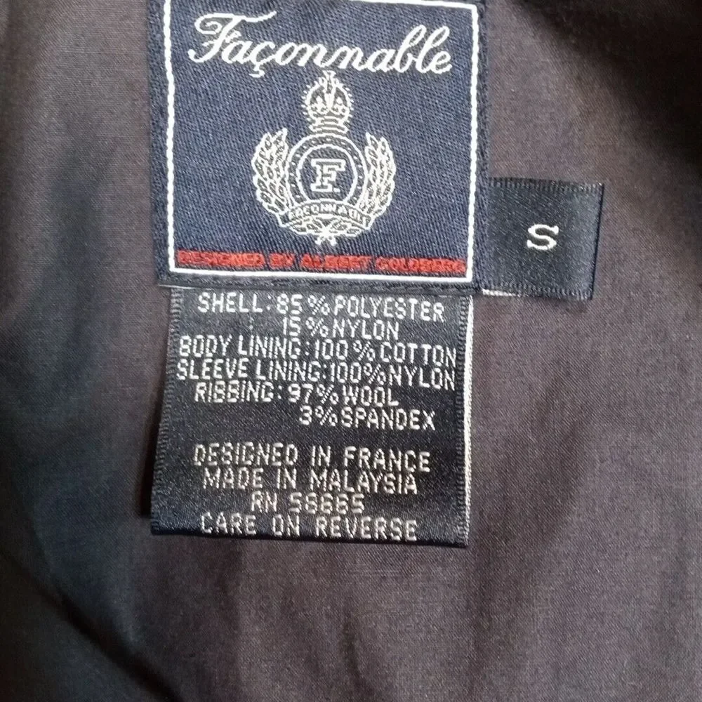Vintage Faconnable‎ Jacket Mens S Yellow Ribbing Wool Blend Water Resistant - Picture 7 of 12